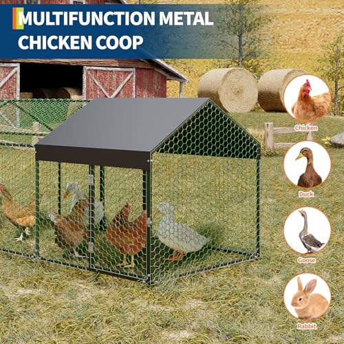Large Metal Chicken Coop with Cover U173655