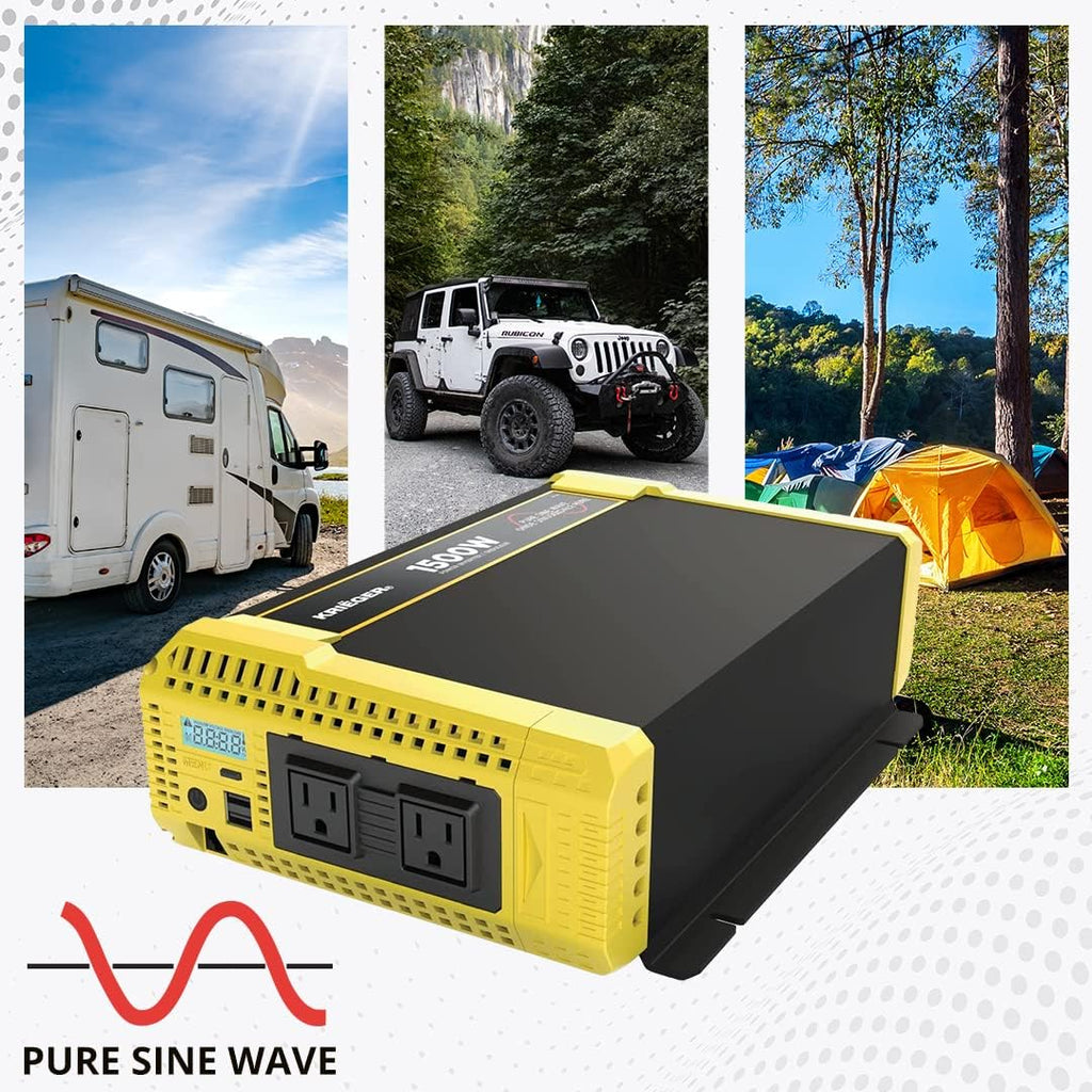 1500 Watt 12V Pure Sine Inverter with Dual AC Outlets & USB L710