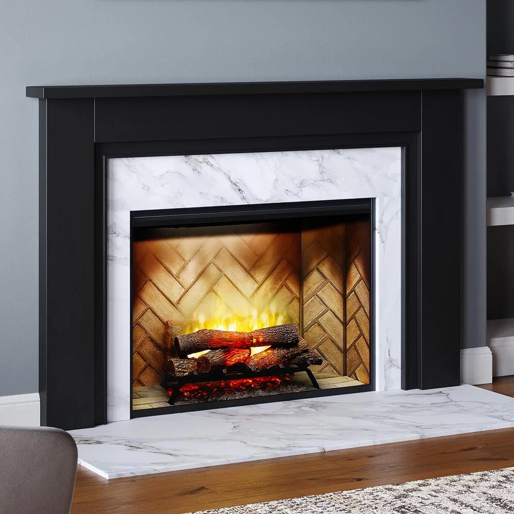 White Wood Fireplace Mantel Surround Kit with Shelf and Trim C555992