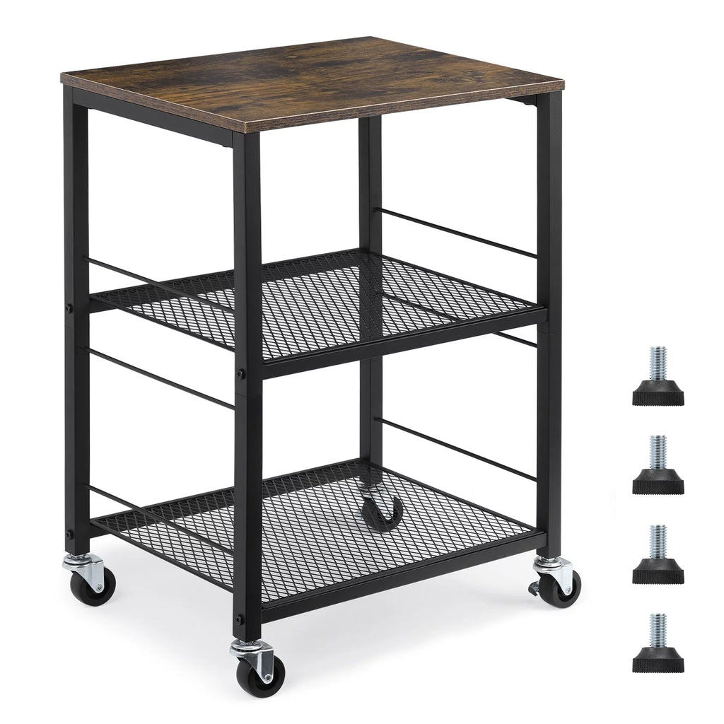 Rustic 3 Tier End Table with Wheel F814909