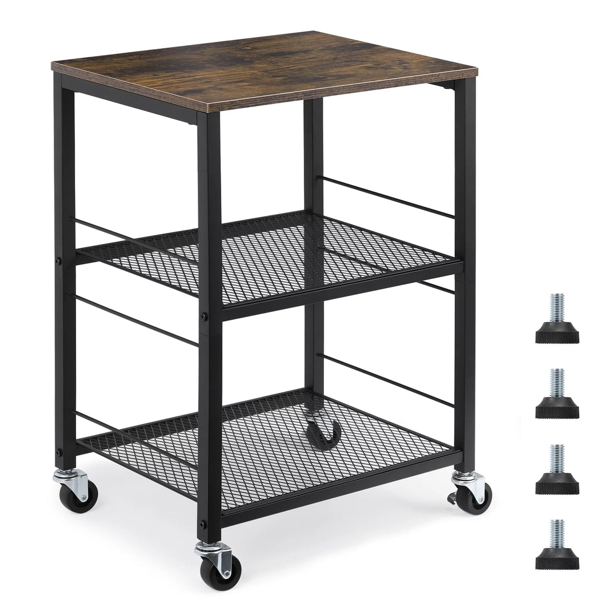 Rustic 3 Tier End Table with Wheel F814909