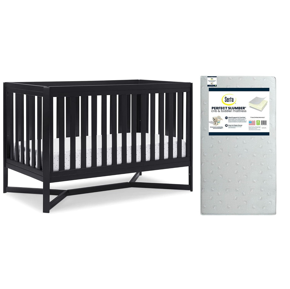 4-in-1 Convertible Crib & Dual Sided Crib & Toddler Mattress G40651