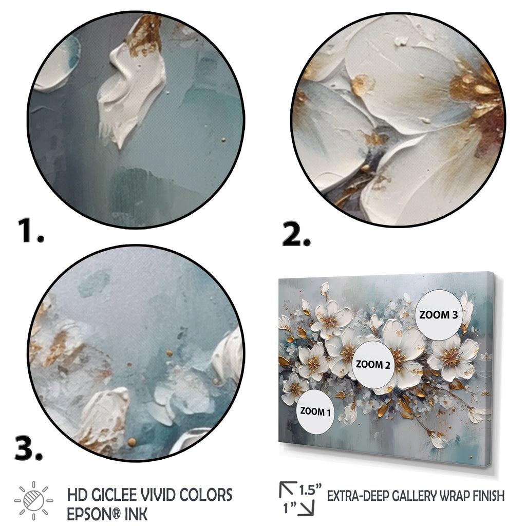 White And Gold Floral Daisy Wall Art M855