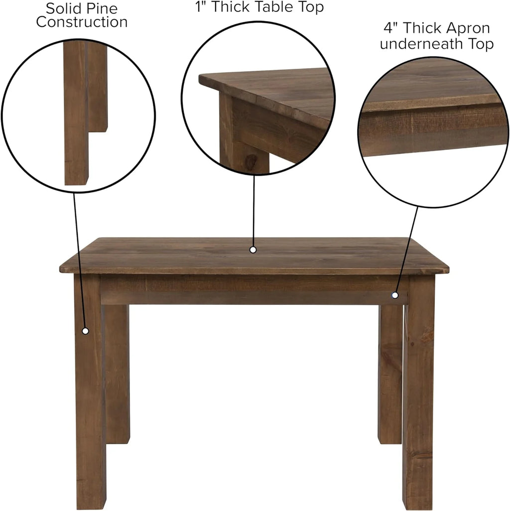 30" Rectangular Solid Pine Dining Table F42537