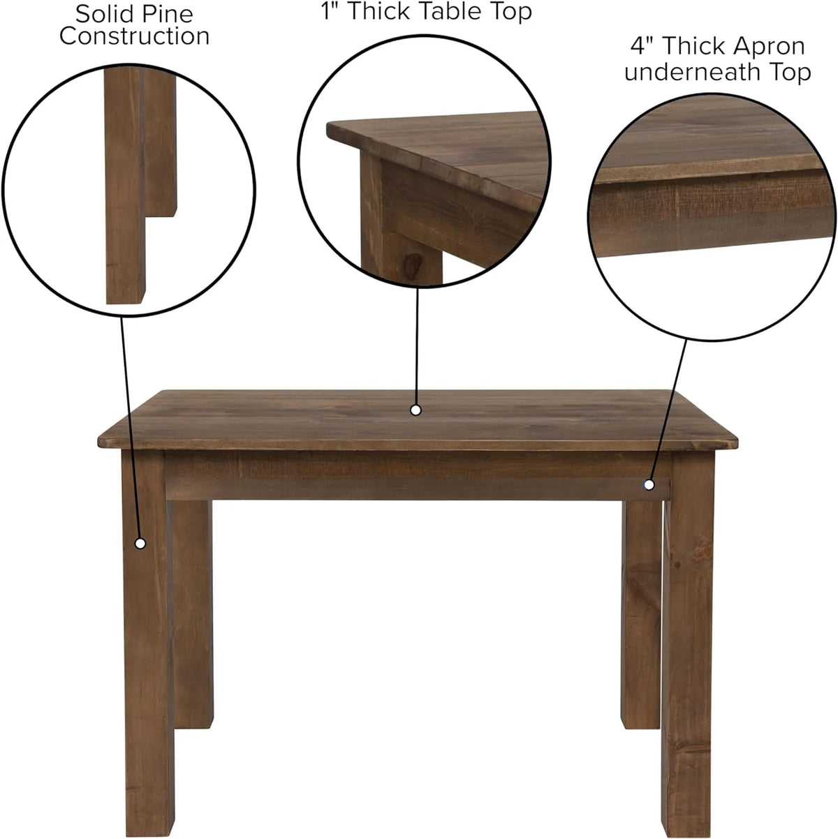 30" Rectangular Solid Pine Dining Table F42537