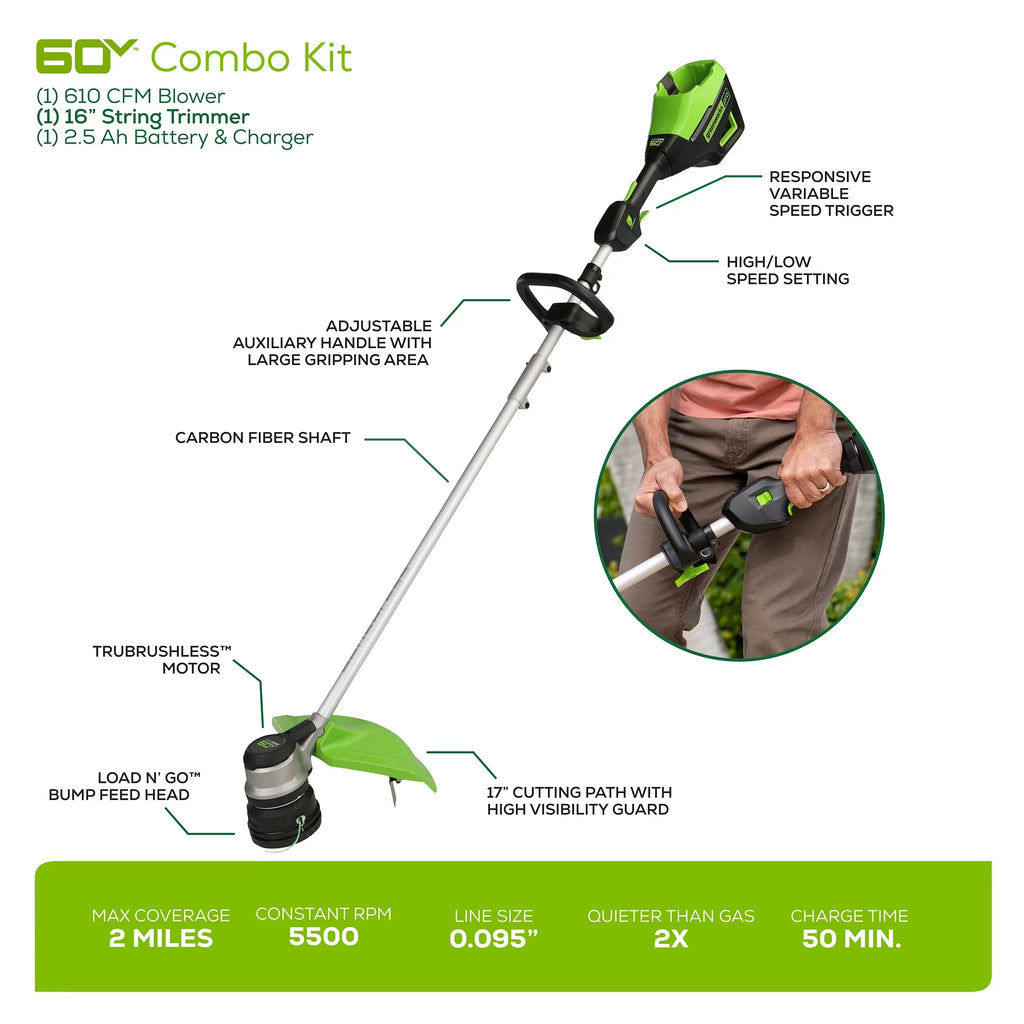 60V Cordless String Trimmer and Leaf Blower Combo Kit U452669