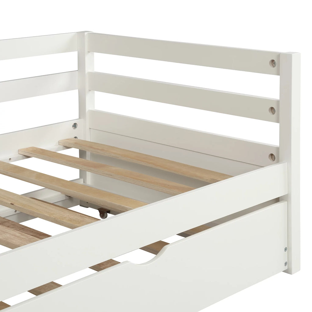 Solid Wood Daybed with Trundle White Q786941