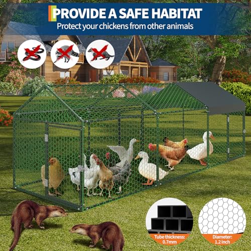 Large Metal Chicken Coop with Cover U173655