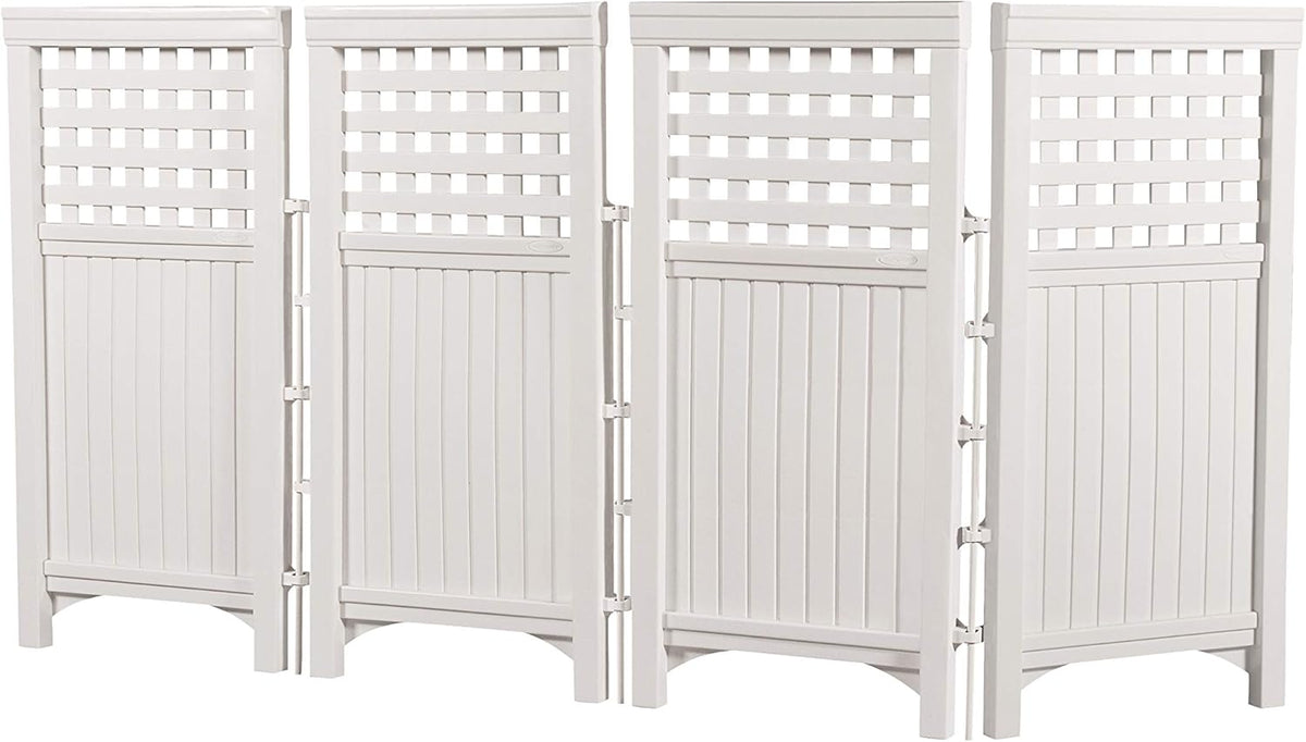 White 4 Panel Freestanding Steel Resin Outdoor Screen H75477