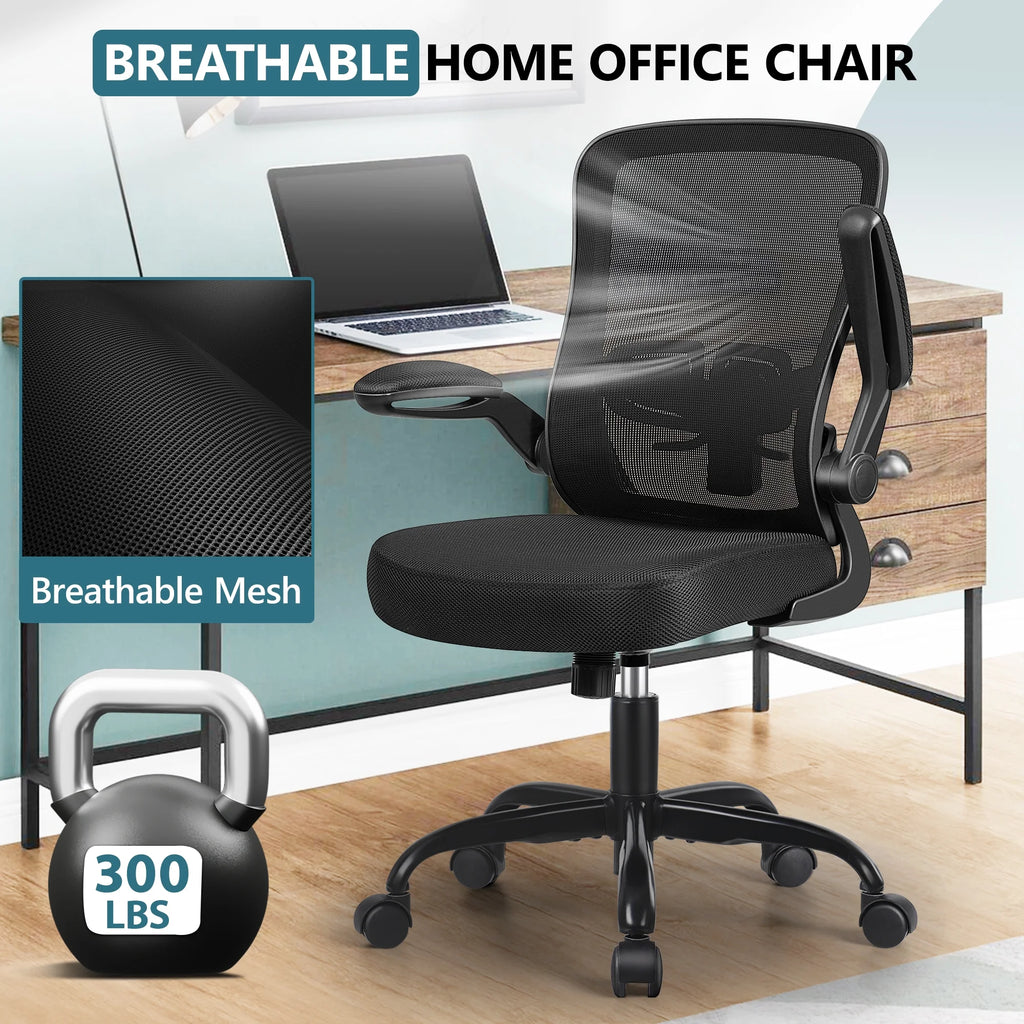 Black Ergonomic Office Chair with Lumbar Support and Flip up Arms Y1567