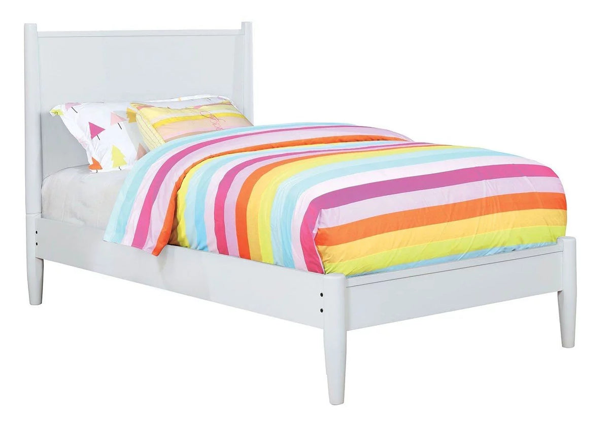 White Eastern King Size Solid Wood Platform Bed O22355