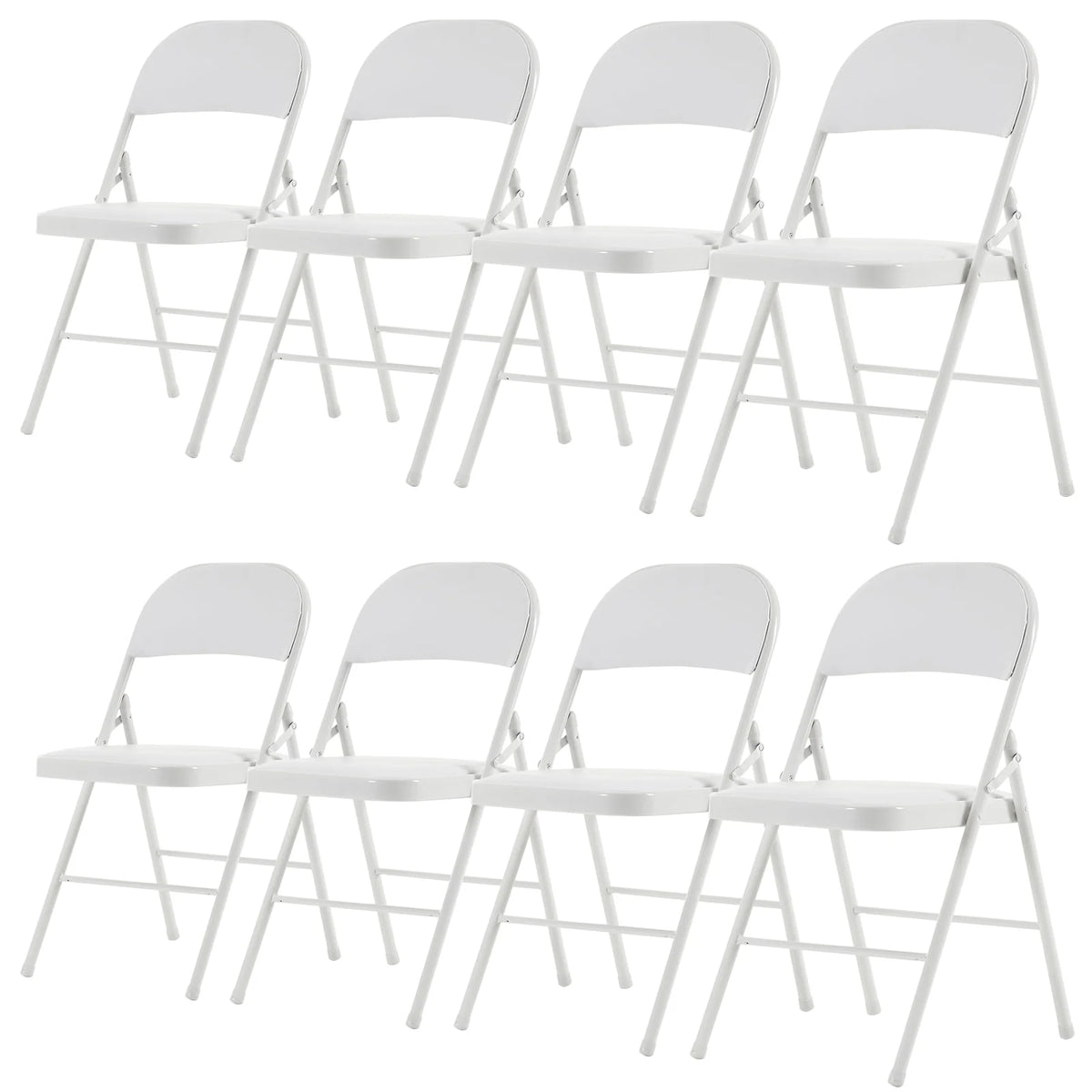6 Pack Black Folding Chairs Cushioned Padded Seat Metal Frame P496746