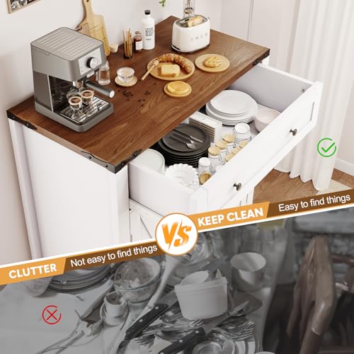 30" White Coffee Bar Station with Drawer and Adjustable Shelf V563018