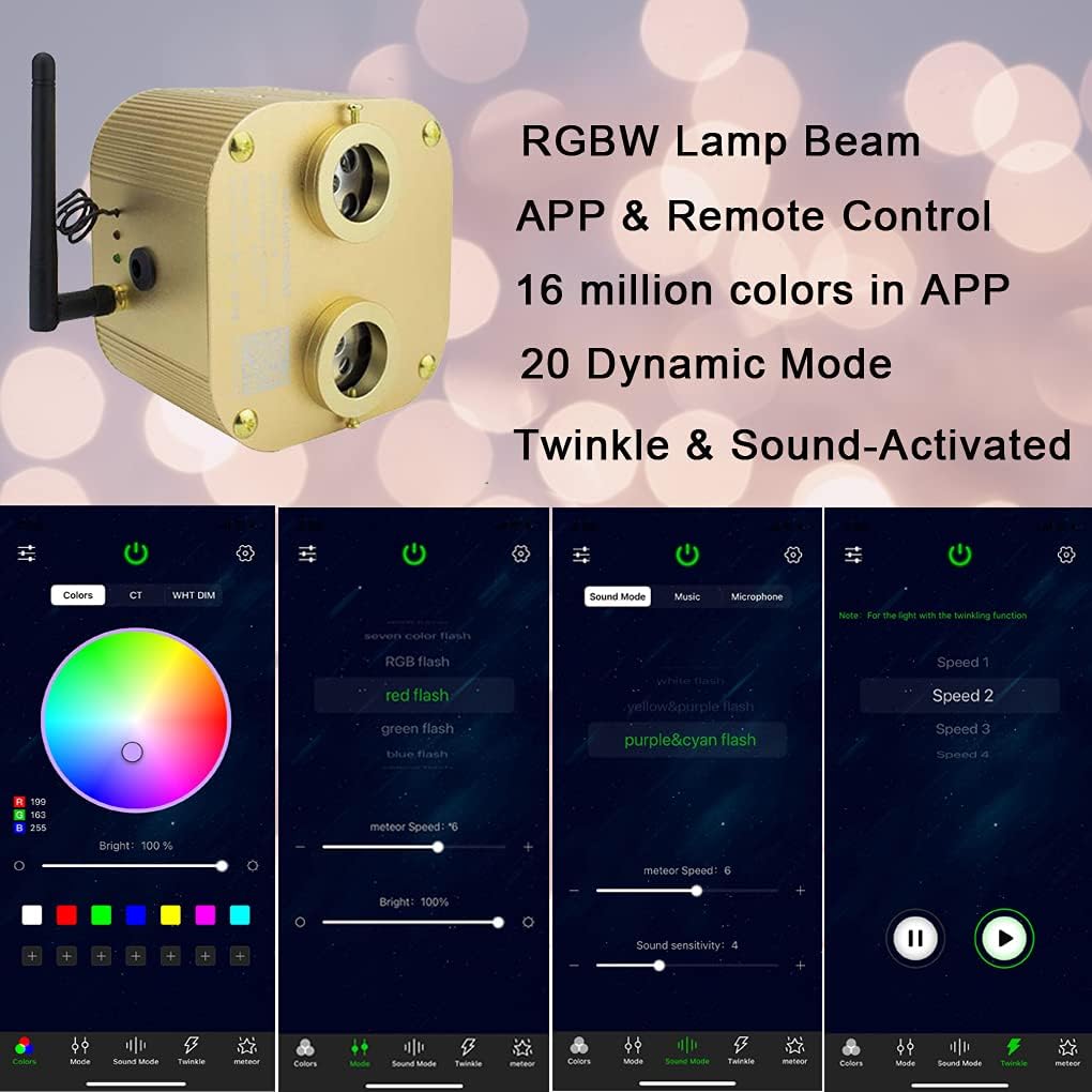 20w Fiber Optic Ceiling Lighting Kit 1100pcs 13.1ft RGBW D3781