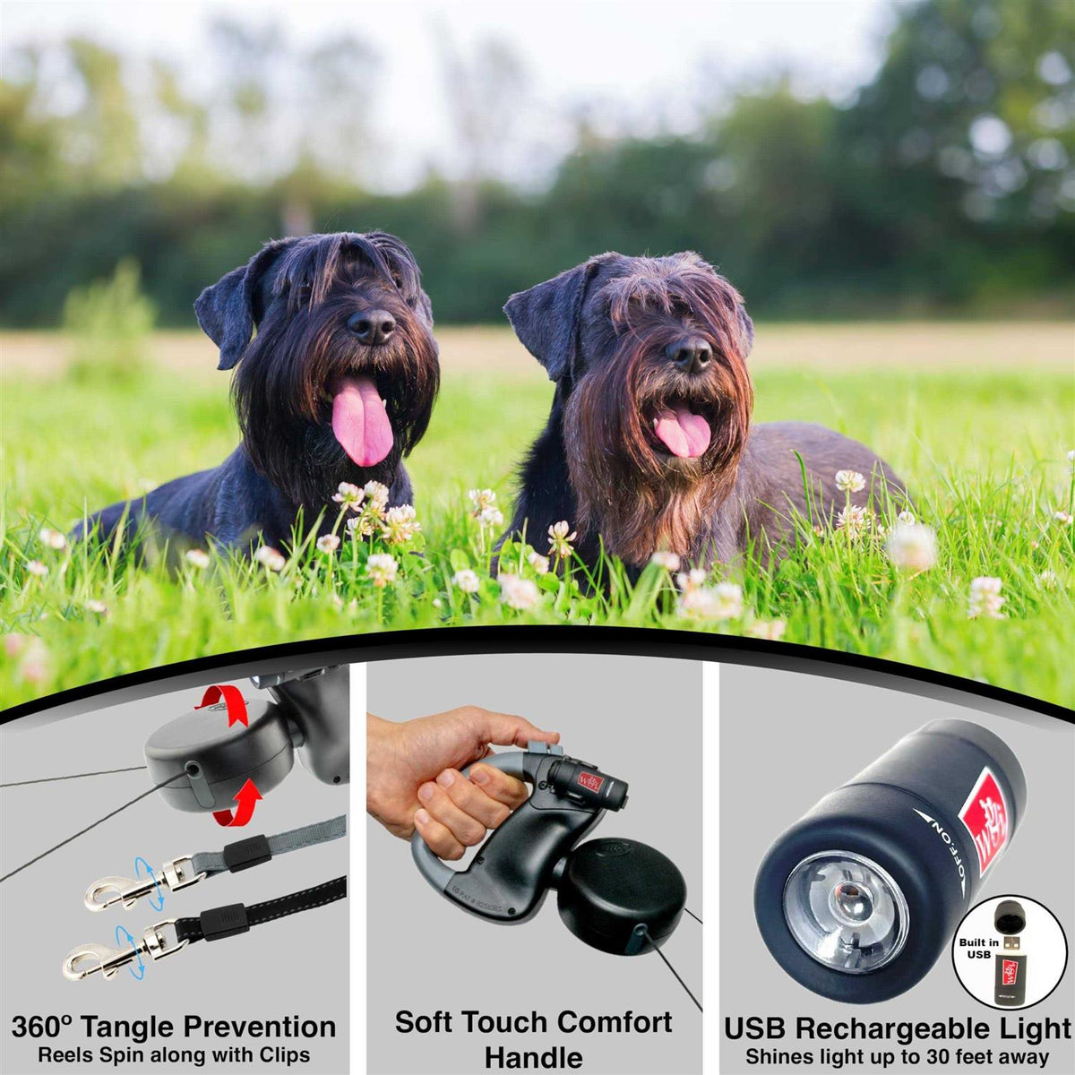 Retractable Leash with Light 360 Coupler G3443