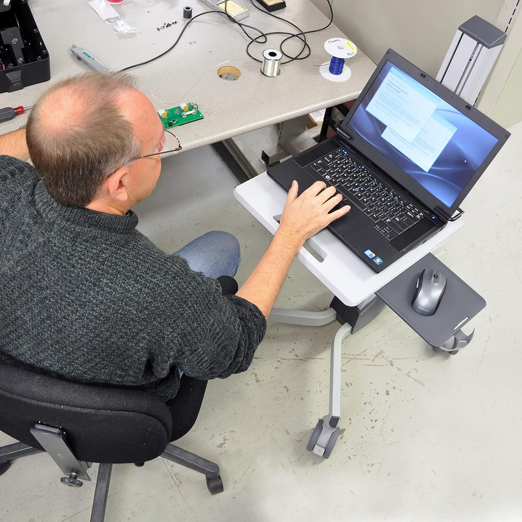 Rolling Computer Cart Mobile Standing Desk Workstation, Grey I284