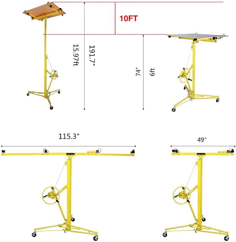 Drywall Lift Rolling Panel Hoist Jack Lifter 16FT R2219
