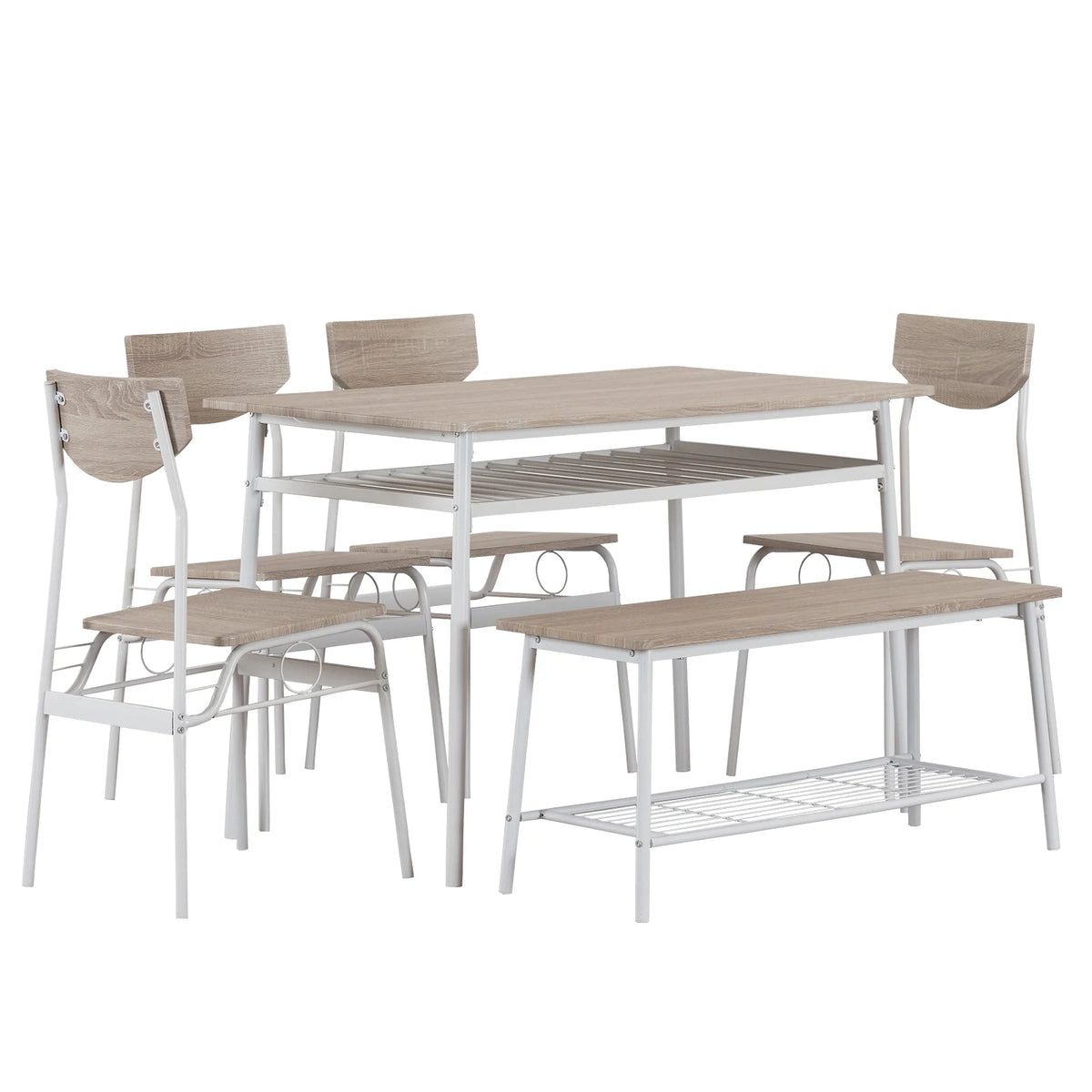 6-Piece Dining Room Set with 4 Chairs and 1 Bench F749
