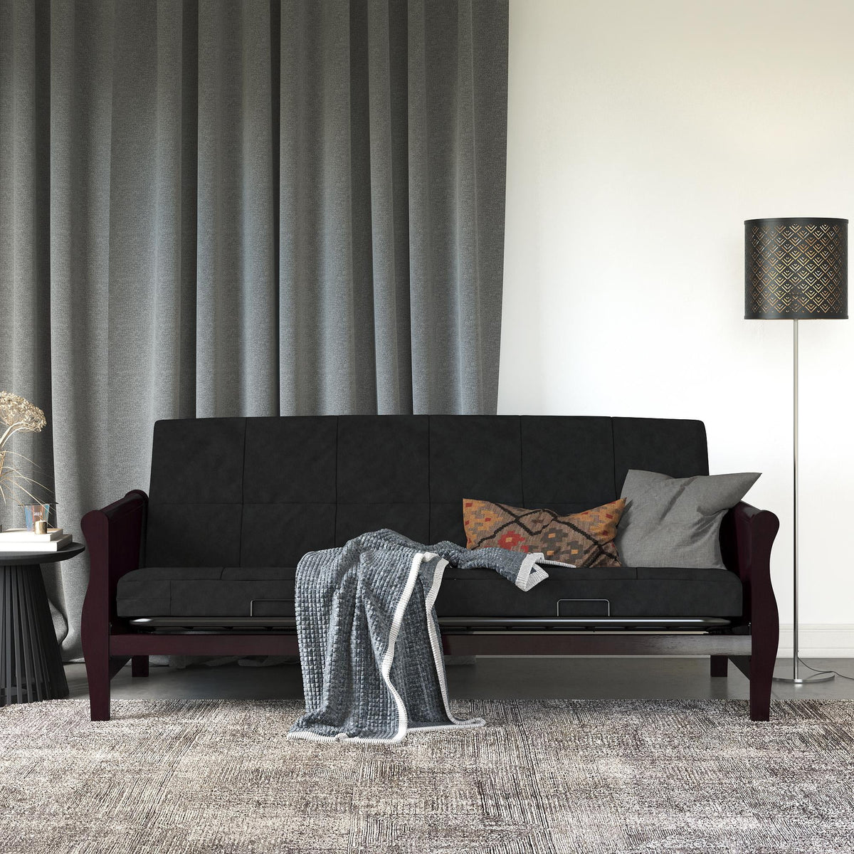Black Full Size Quilted Microfiber Futon Mattress I951