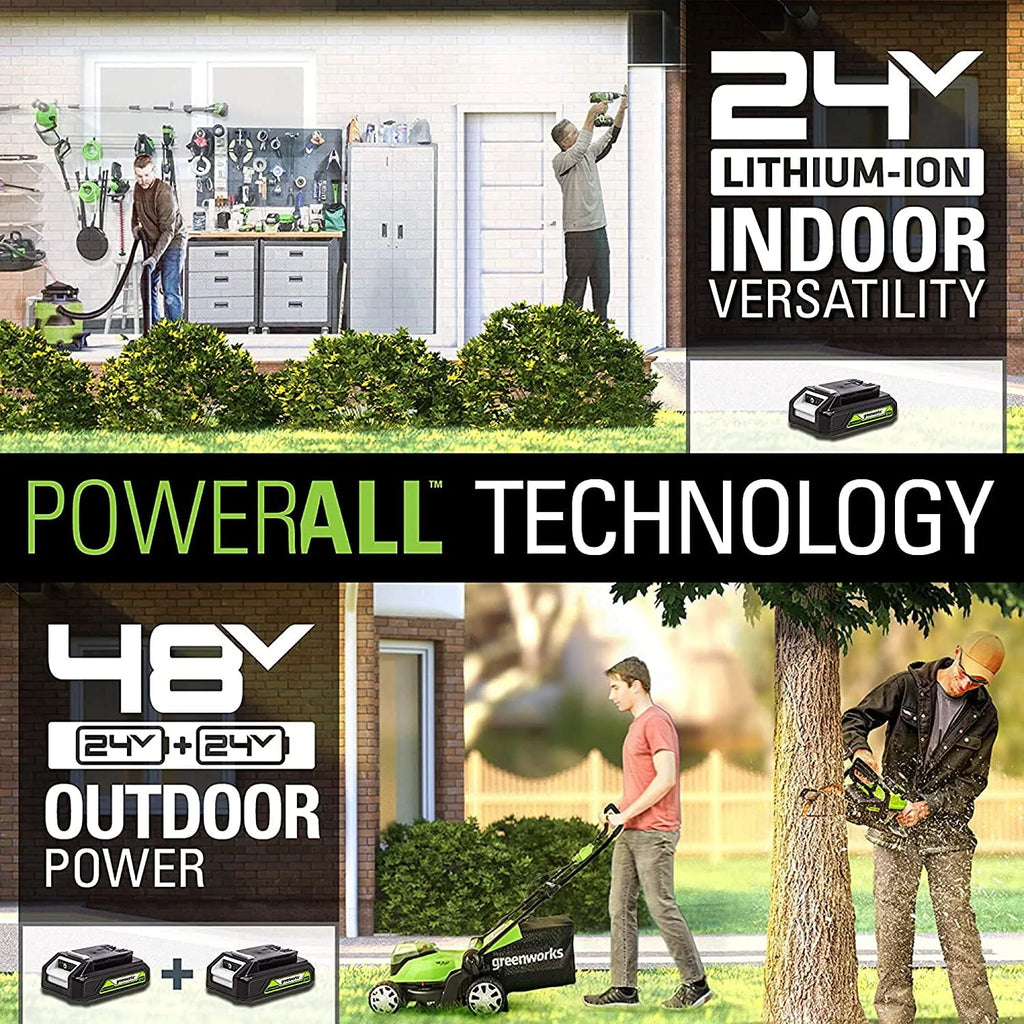 48V 17 Battery-Powered Push Lawn Mower with 2 x 24V 4Ah Batteries H801