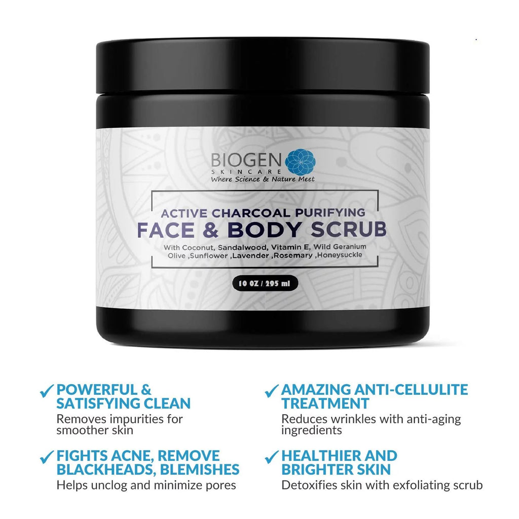 Organic Active Charcoal Purifying Facial Scrub 10 oz K185558