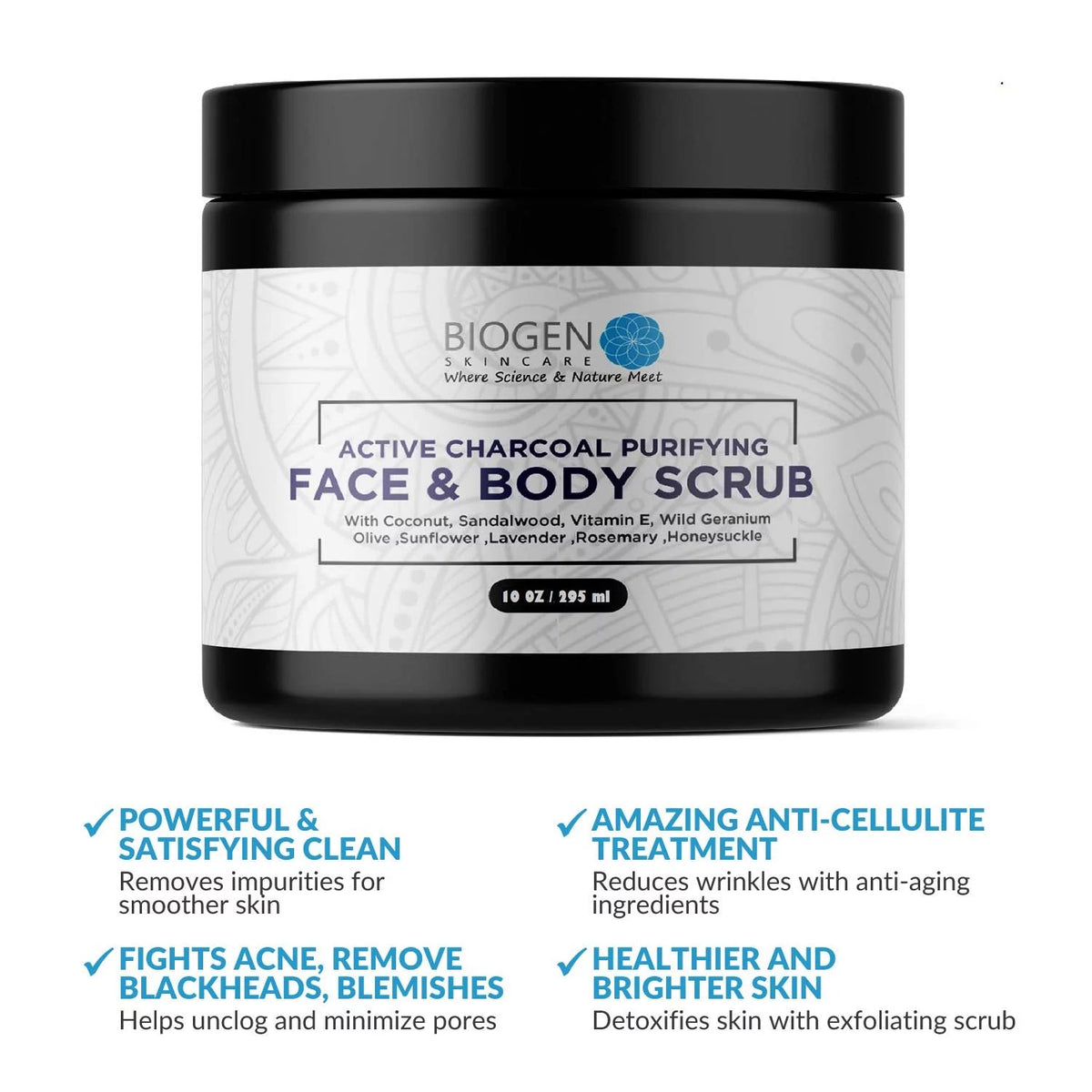 Organic Active Charcoal Purifying Facial Scrub 10 oz K185558