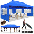 10x20 Pop up Canopy Tent with 6 Removable Sidewalls Blue T60410