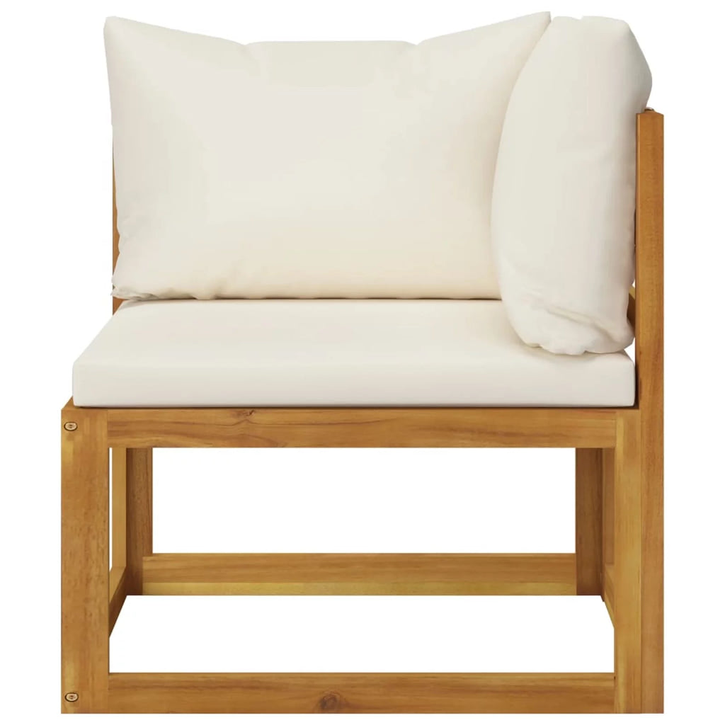 Sectional Corner Sofa with White Cushion Acacia Wood M385488