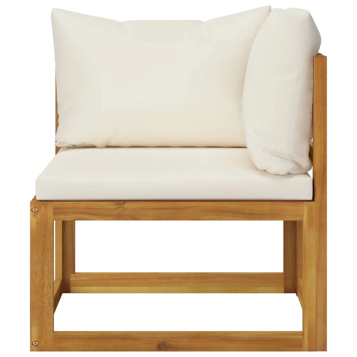 Sectional Corner Sofa with White Cushion Acacia Wood M385488