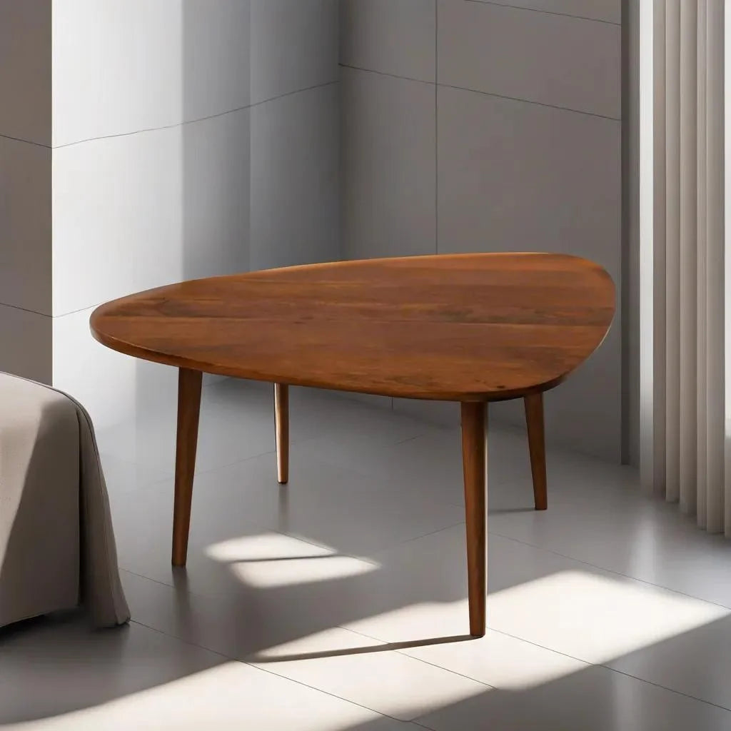 Handmade Light Walnut Drop Shaped Wood Coffee Table V30946