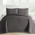 Quilted 3-Piece Bedspread Coverlet Set King Cal King Gray H45136