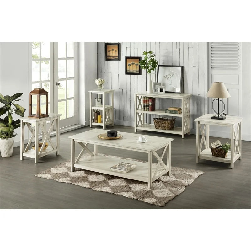 Antique White Wood Side Table U766