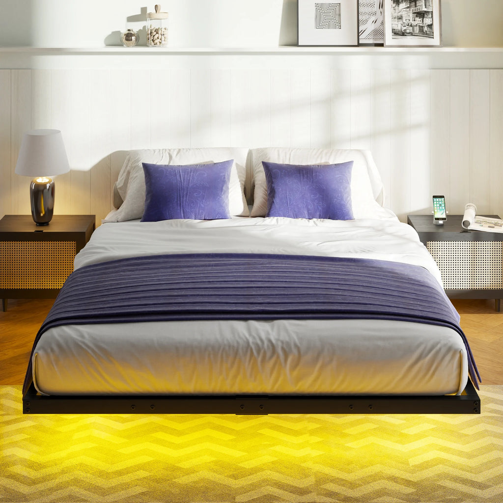 Queen Size LED Metal Platform Bed F2963
