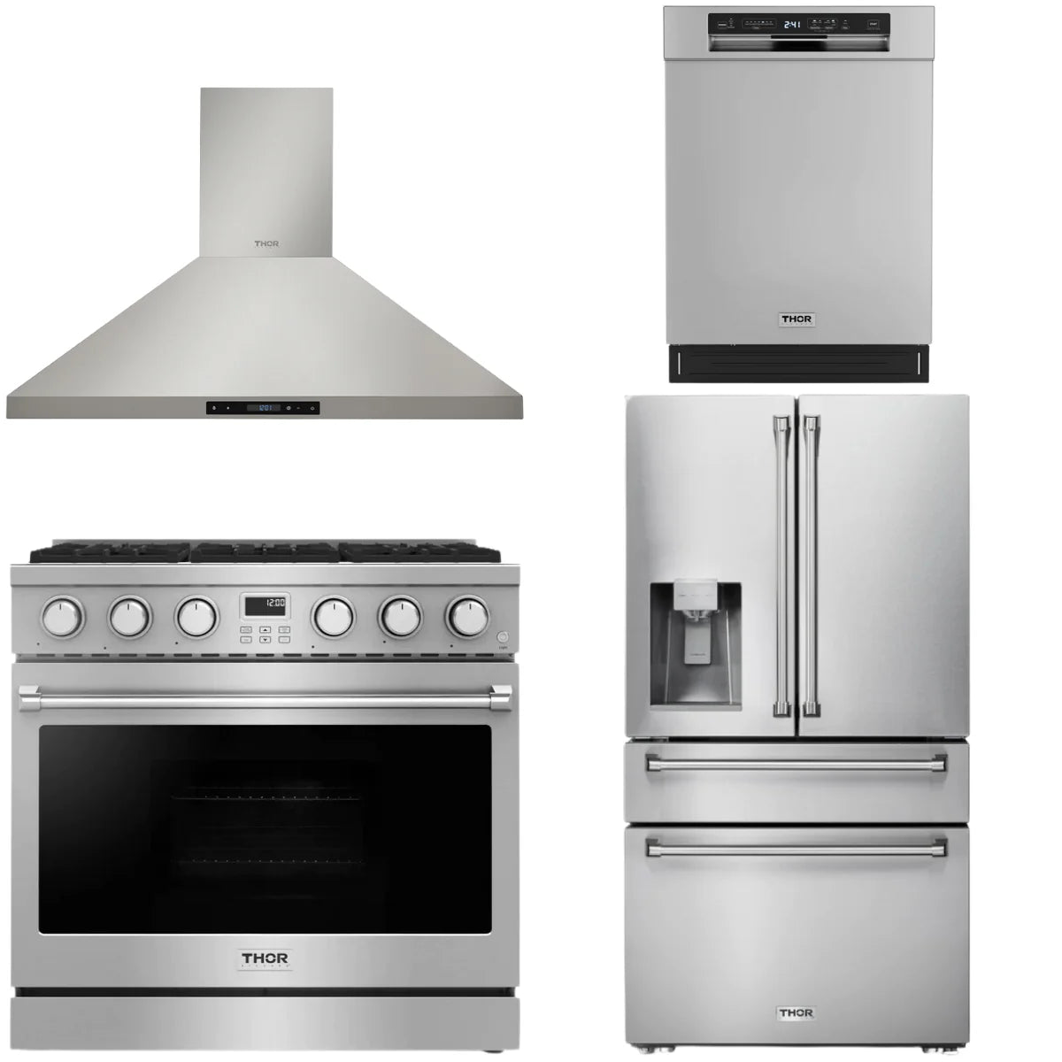 36 Gas Range, Range Hood, Refrigerator and Dishwasher T86555