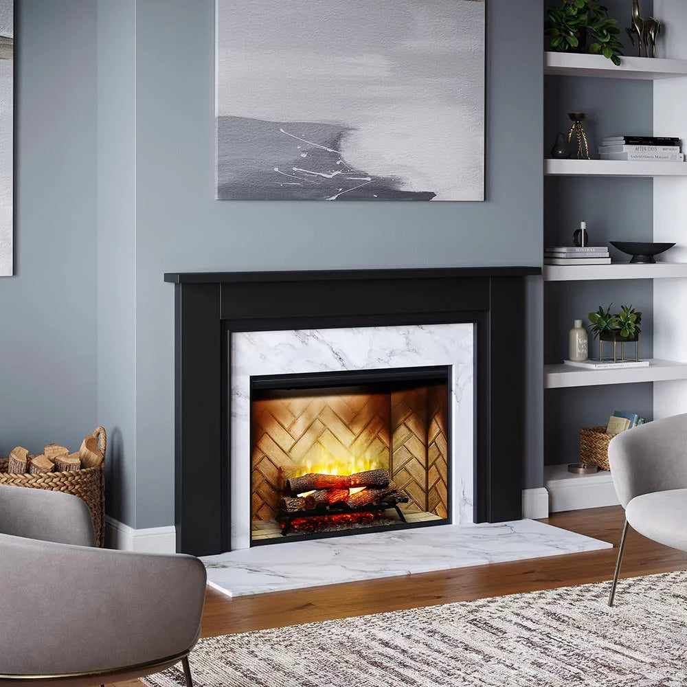 White Wood Fireplace Mantel Surround Kit with Shelf and Trim C555992