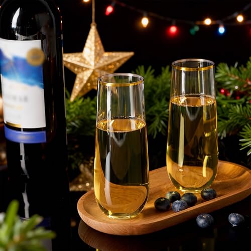 24 Pack 9 Oz Gold Rim Shatterproof Champagne Flutes Q1281