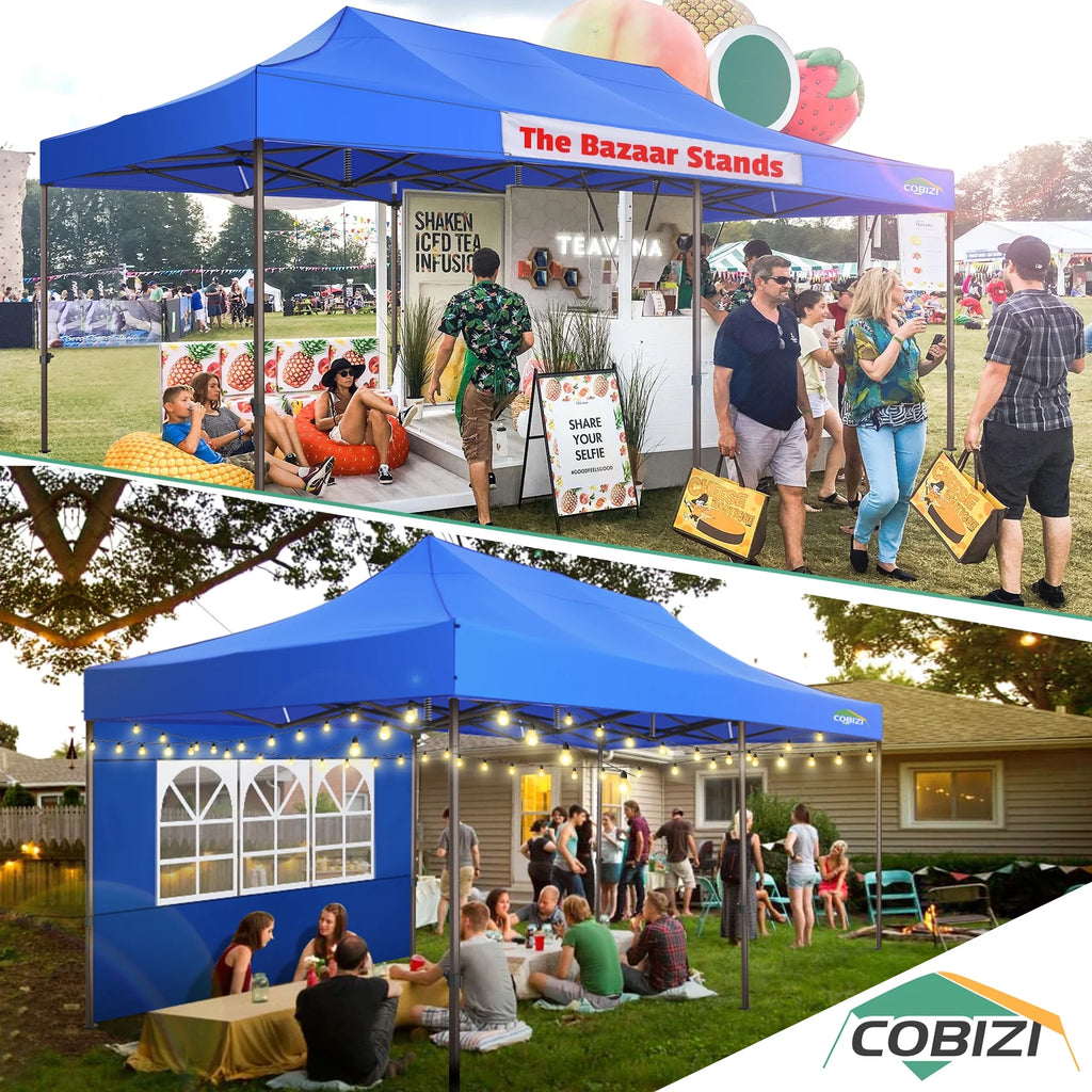 10x20 Pop up Canopy Tent with 6 Removable Sidewalls Blue T60410