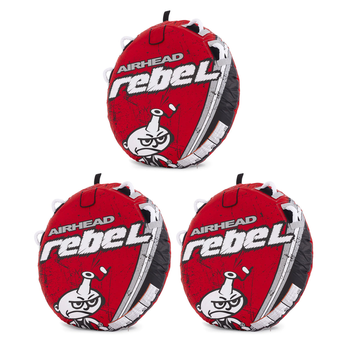 54 Inch 1 Person Towable Tube Kit with Rope and 12V Pump 3 Pack Z914446