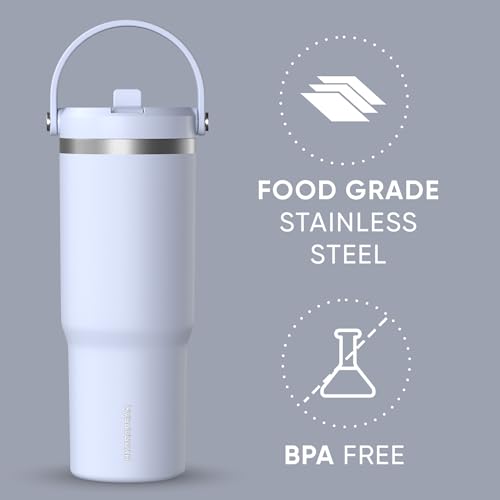 24 oz Stainless Steel Tumbler with Handle and Straw Lid R951670