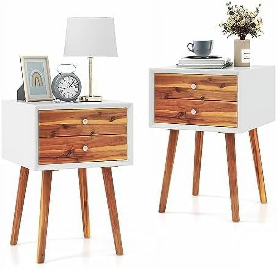 White 2 Drawer Wooden Nightstand G70510