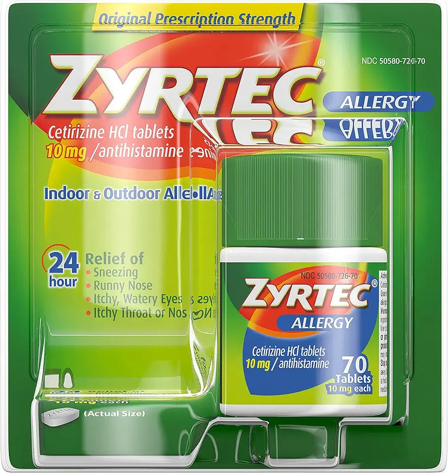 10 mg Cetirizine HCl 24 Hour Allergy Relief Tablets 70 ct D969
