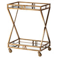 Antique Gold Finished 2-Tier Mobile Bar Cart M3009