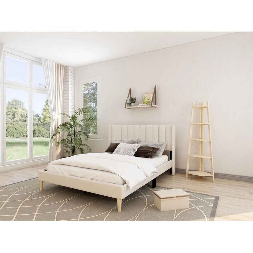 Full Low Profile Upholstered Platform Bed Dark-Grey Velvet V971