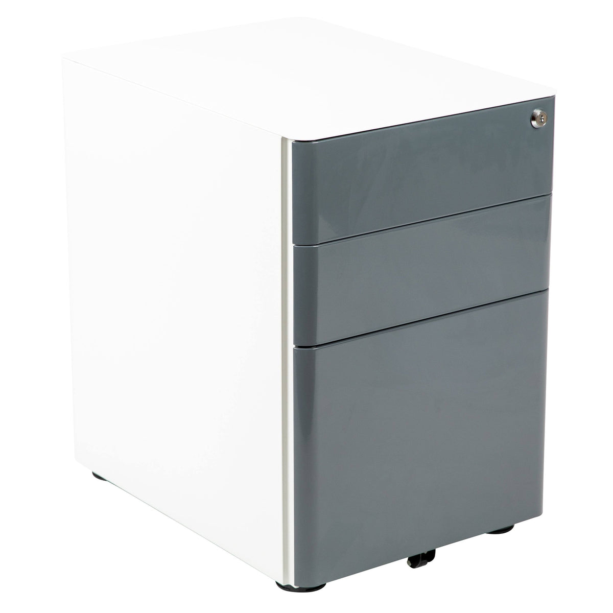 White and Charcoal 3-Drawer Mobile Filing Cabinet I540042