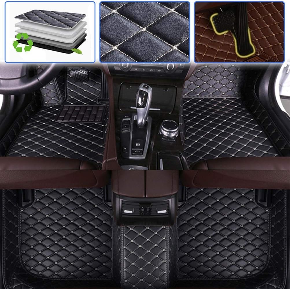 Custom Car Floor Mats Leather Waterproof Anti-Skid Full Coverage Set Beige L34830