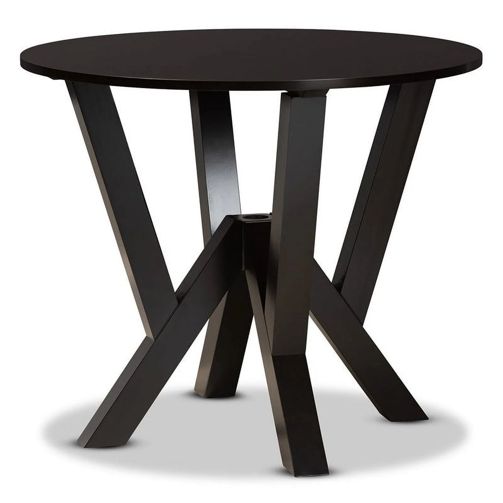 Dark Brown Round Wood Dining Table U49823