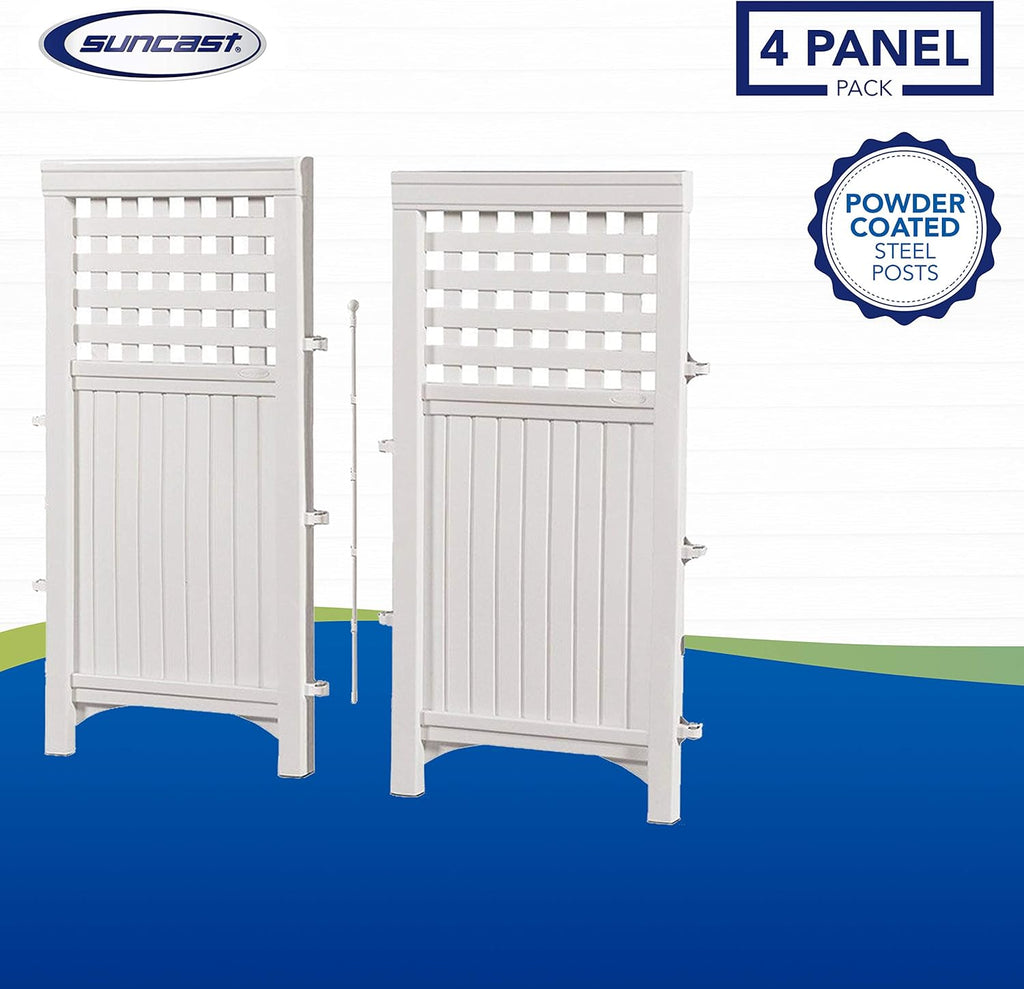 White 4 Panel Freestanding Steel Resin Outdoor Screen H75477