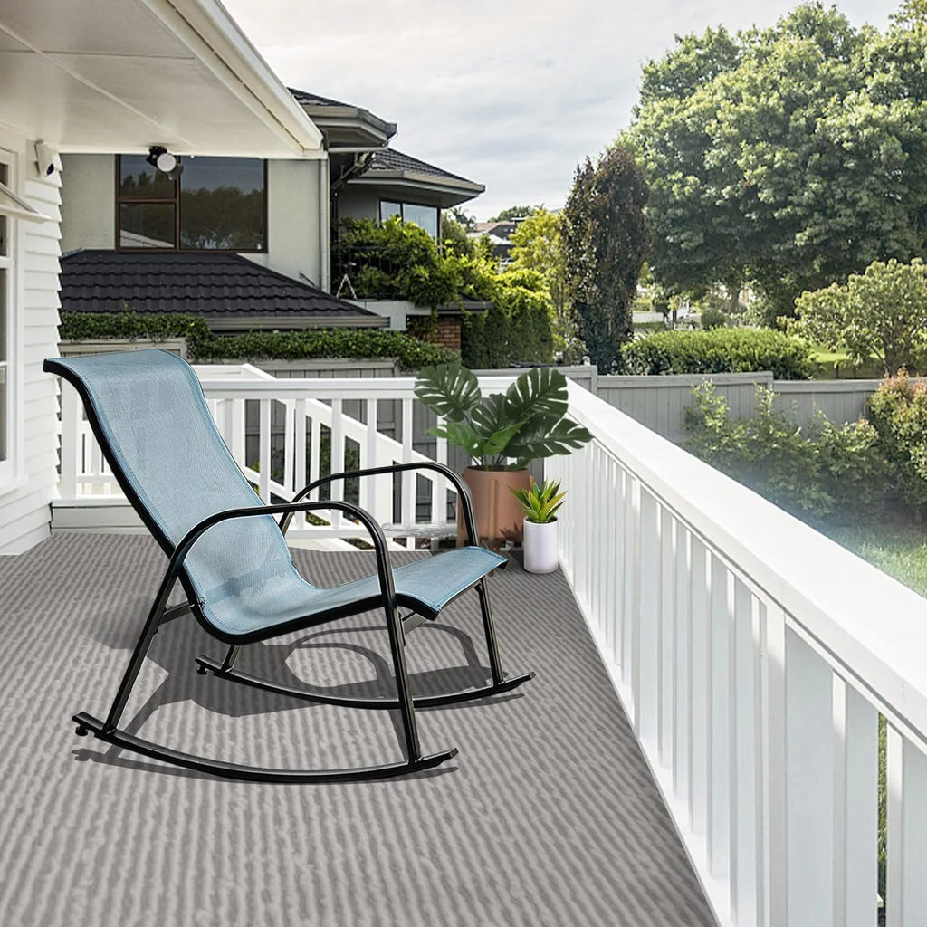 Set of 2 Blue Steel Outdoor Rocking Chair H91486