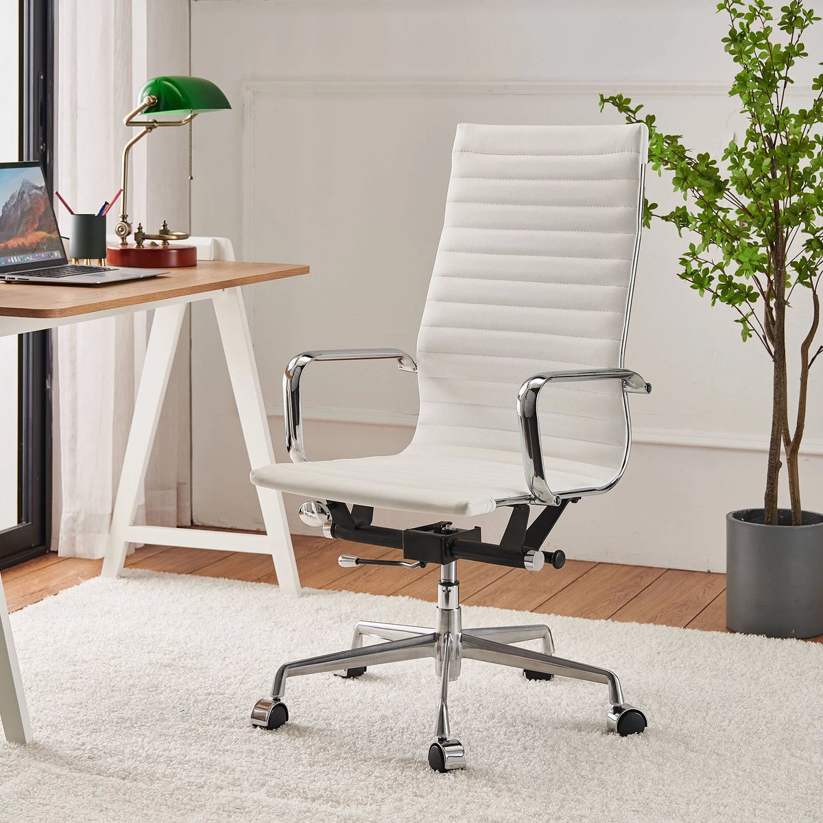 Black Adjustable Vegan Leather Executive Office Chair P515504