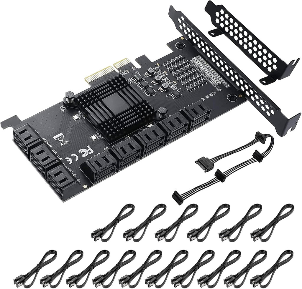 4X PCIE SATA Card 16 Ports with 16 SATA Cables A51789
